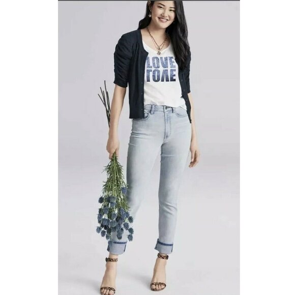 cabi Higher Straight Jeans size 10 style #5883 light wash high rise - Picture 1 of 15